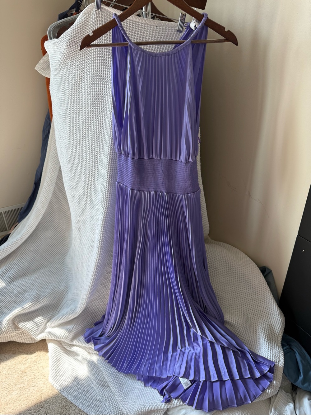 A.L.C. Pleated Lilac Midi Dress